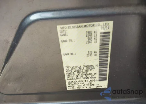 2014 Nissan Leaf S z USA, uszkodzony, nr VIN 1N4AZ0CP8EC330564